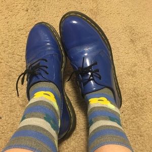Blue Dr Marten shoes